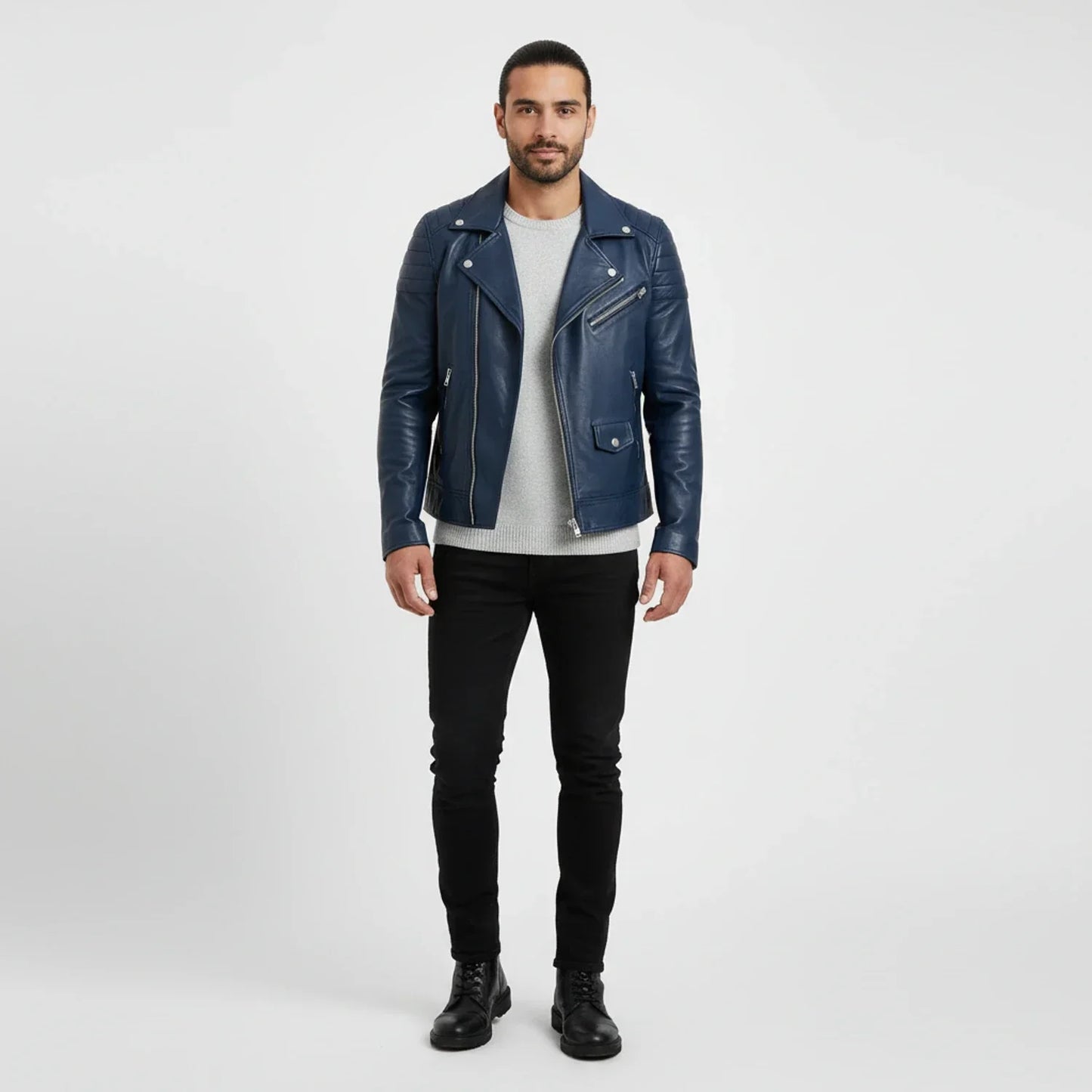 Nicole | Herren Herbst Zip-Up Lederjacke