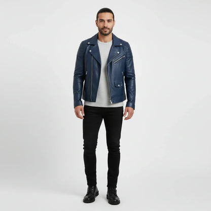 Nicole | Herren Herbst Zip-Up Lederjacke