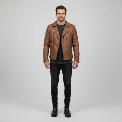 Nicole | Herren Herbst Zip-Up Lederjacke