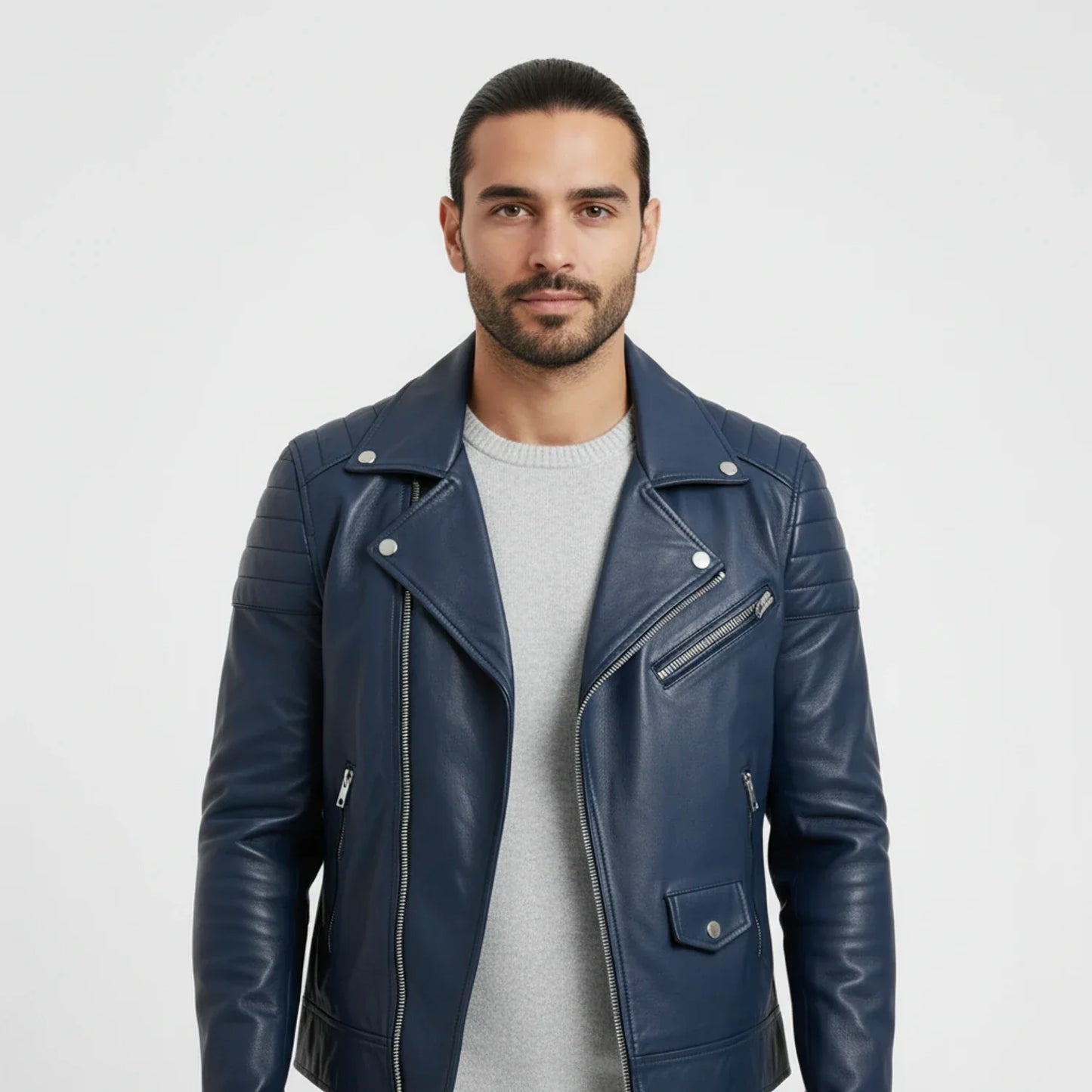 Nicole | Herren Herbst Zip-Up Lederjacke