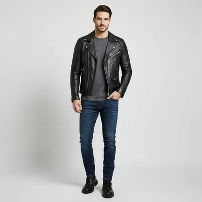 Nicole | Herren Herbst Zip-Up Lederjacke