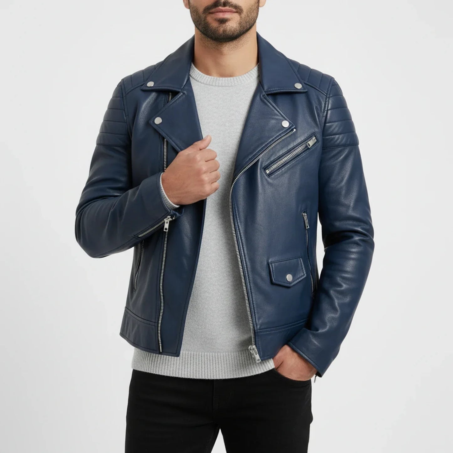 Nicole | Herren Herbst Zip-Up Lederjacke
