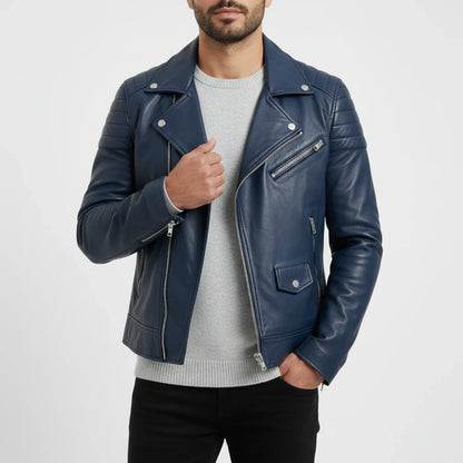Nicole | Herren Herbst Zip-Up Lederjacke