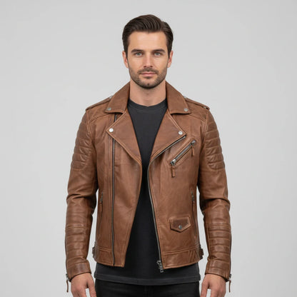 Nicole | Herren Herbst Zip-Up Lederjacke