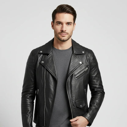 Nicole | Herren Herbst Zip-Up Lederjacke