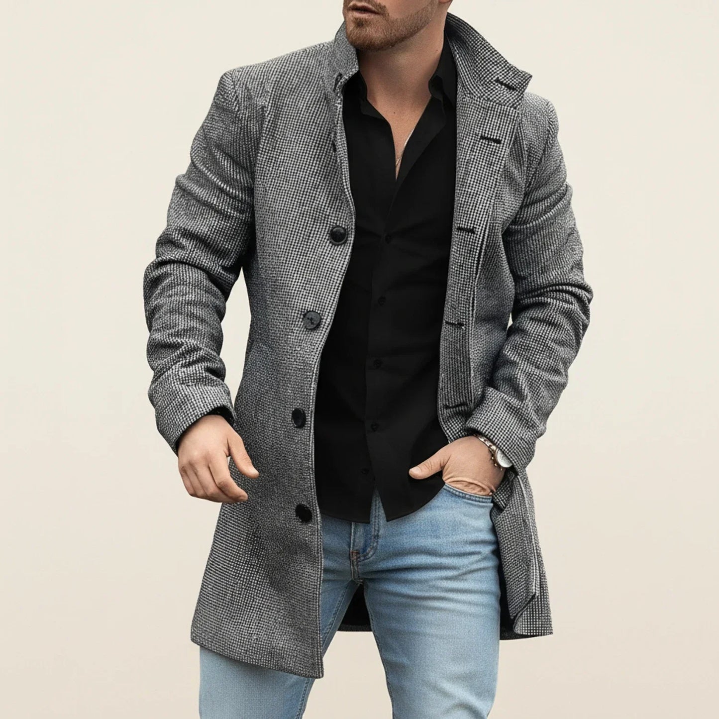 Viktor | Herren Herbst Mantel im Patchwork-Stil