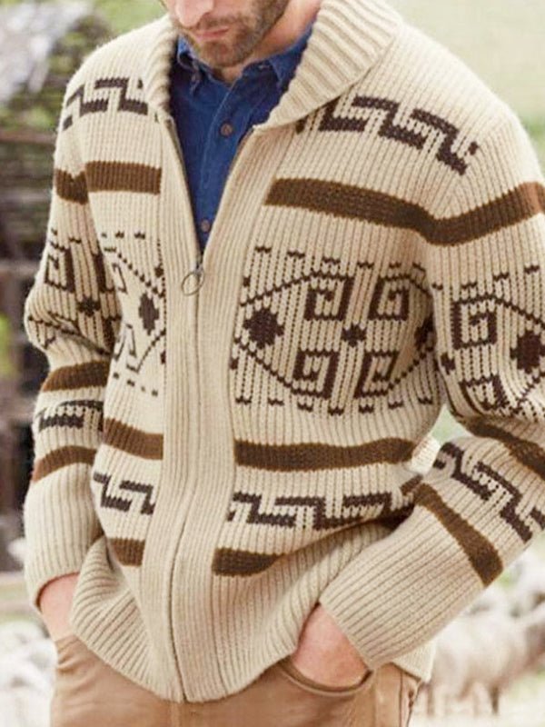 Emil | Herren Frühlings Gemusterter Cardigan Mit Reißverschluss