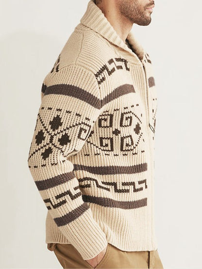 Emil | Herren Frühlings Gemusterter Cardigan Mit Reißverschluss