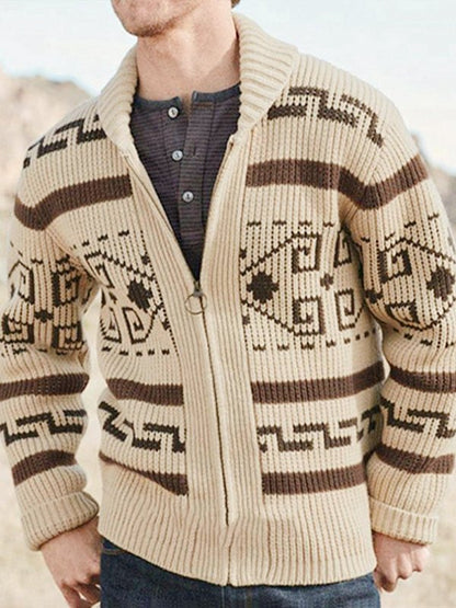 Emil | Herren Frühlings Gemusterter Cardigan Mit Reißverschluss