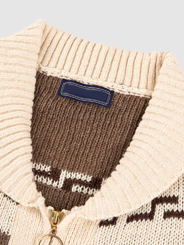 Emil | Herren Frühlings Gemusterter Cardigan Mit Reißverschluss