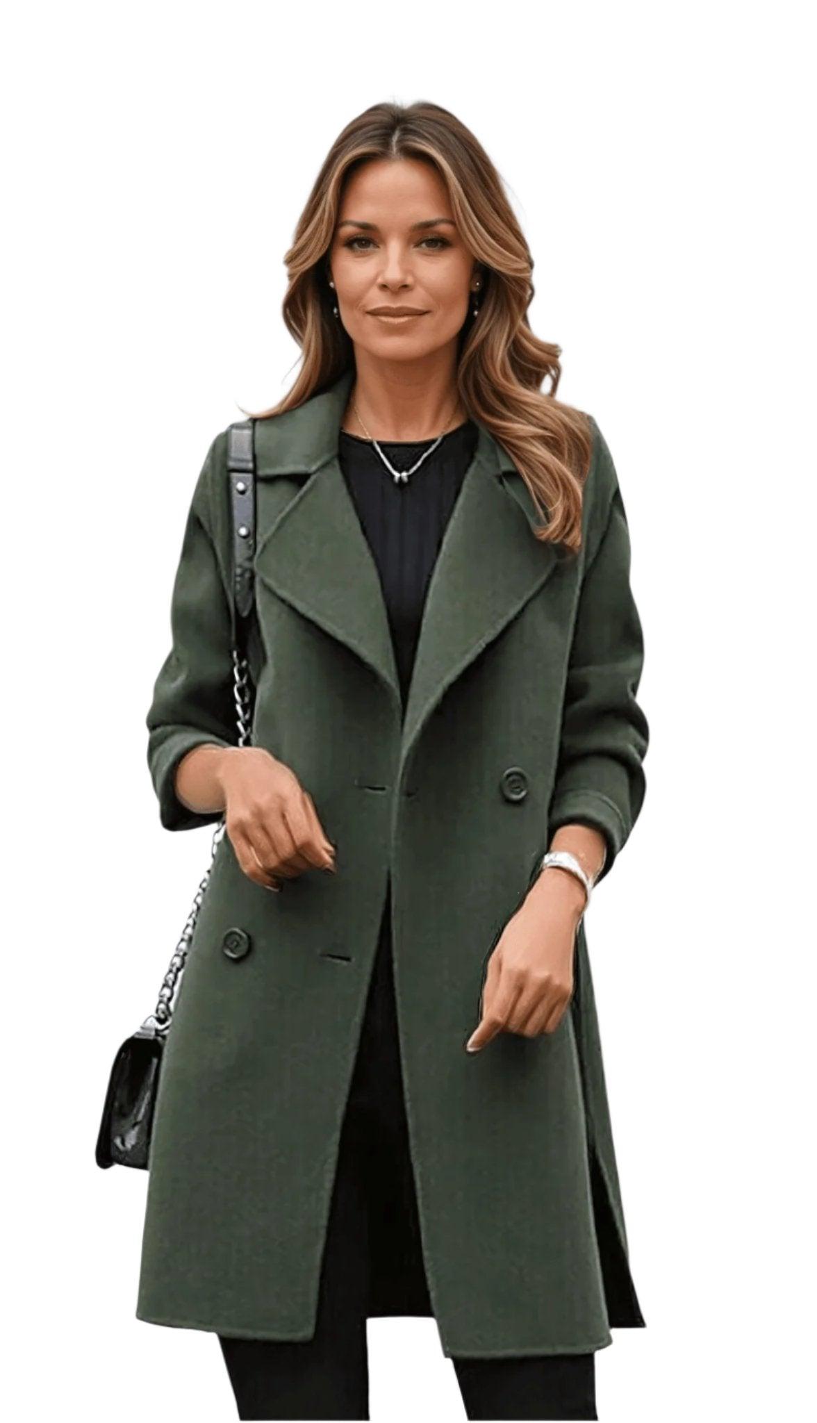 Viola | Damen Chic-Mantel in mittlerer Länge mit Knopfleiste