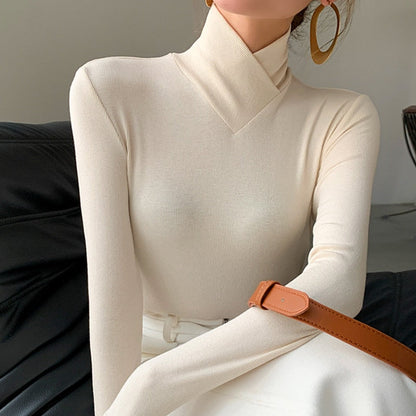 Veronika | Damen Frühlings Elegantes Mock-Neck Top
