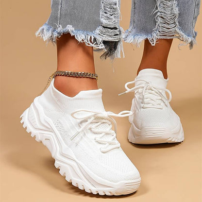 Marie | Damen Chunky Knit Schnür-Sneaker
