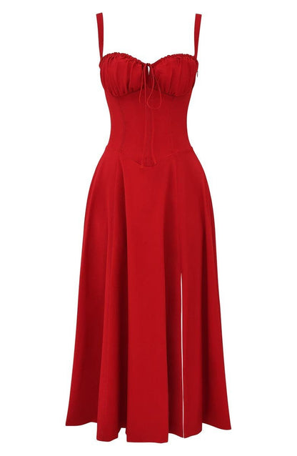 Karin| Damen Floral Chic Corset Midi Kleid