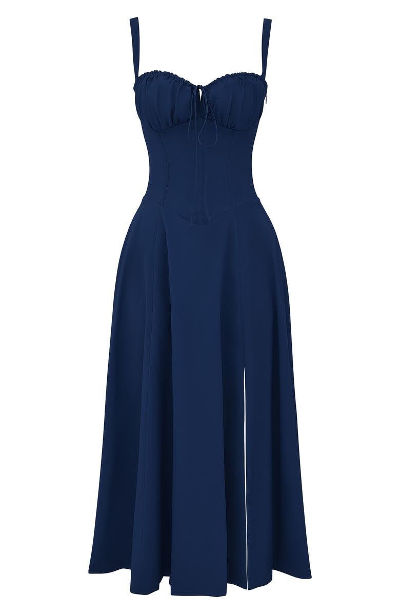 Karin| Damen Floral Chic Corset Midi Kleid