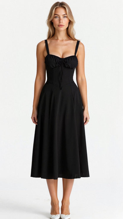Karin| Damen Floral Chic Corset Midi Kleid