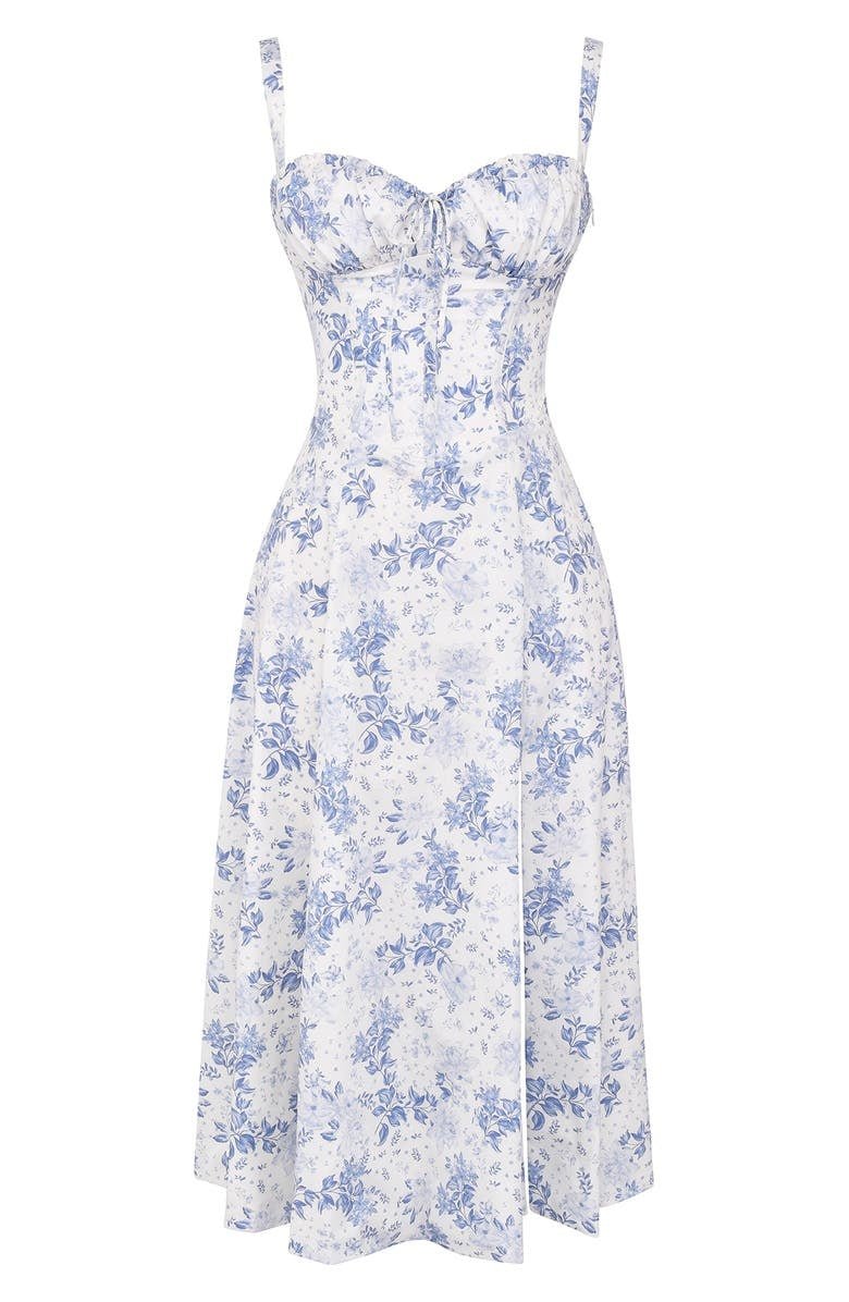 Karin| Damen Floral Chic Corset Midi Kleid