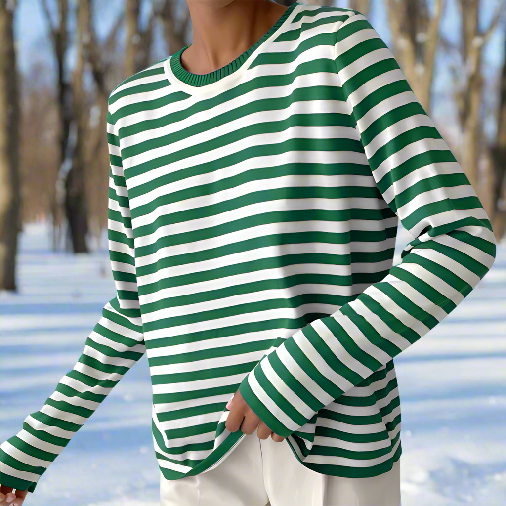 Natascha | Damen Frühlings Gestreiftes Langarmshirt