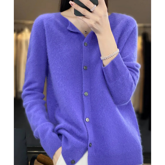 Marion | Damen Herbst Wollstrickjacke mit Knöpfen