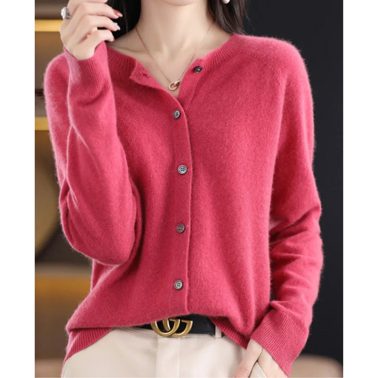 Marion | Damen Herbst Wollstrickjacke mit Knöpfen