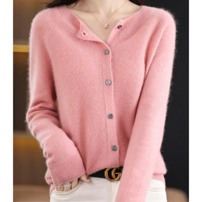 Marion | Damen Herbst Wollstrickjacke mit Knöpfen