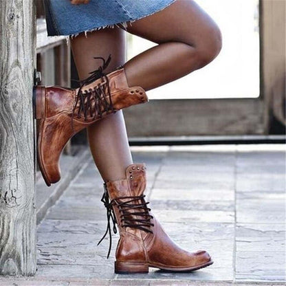Marion | Damen Herbst Leder-Schnürstiefel