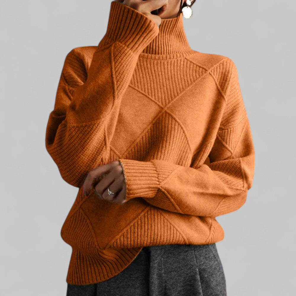 Dorothea | Damen Winter-Strickpullover mit Hohem Kragen