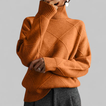 Dorothea | Damen Winter-Strickpullover mit Hohem Kragen