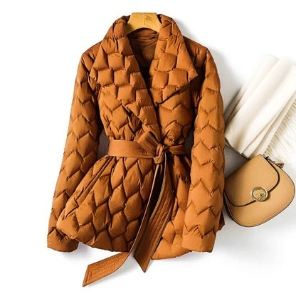 Lara | Damen Gesteppter Gürtel Herbst Puffer Mantel