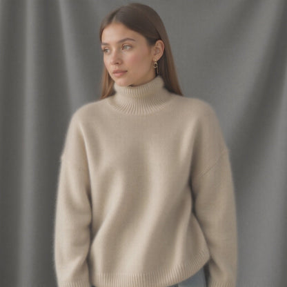 Daniela | Damen Herbst Oversize-Strickpullover mit Rollkragen