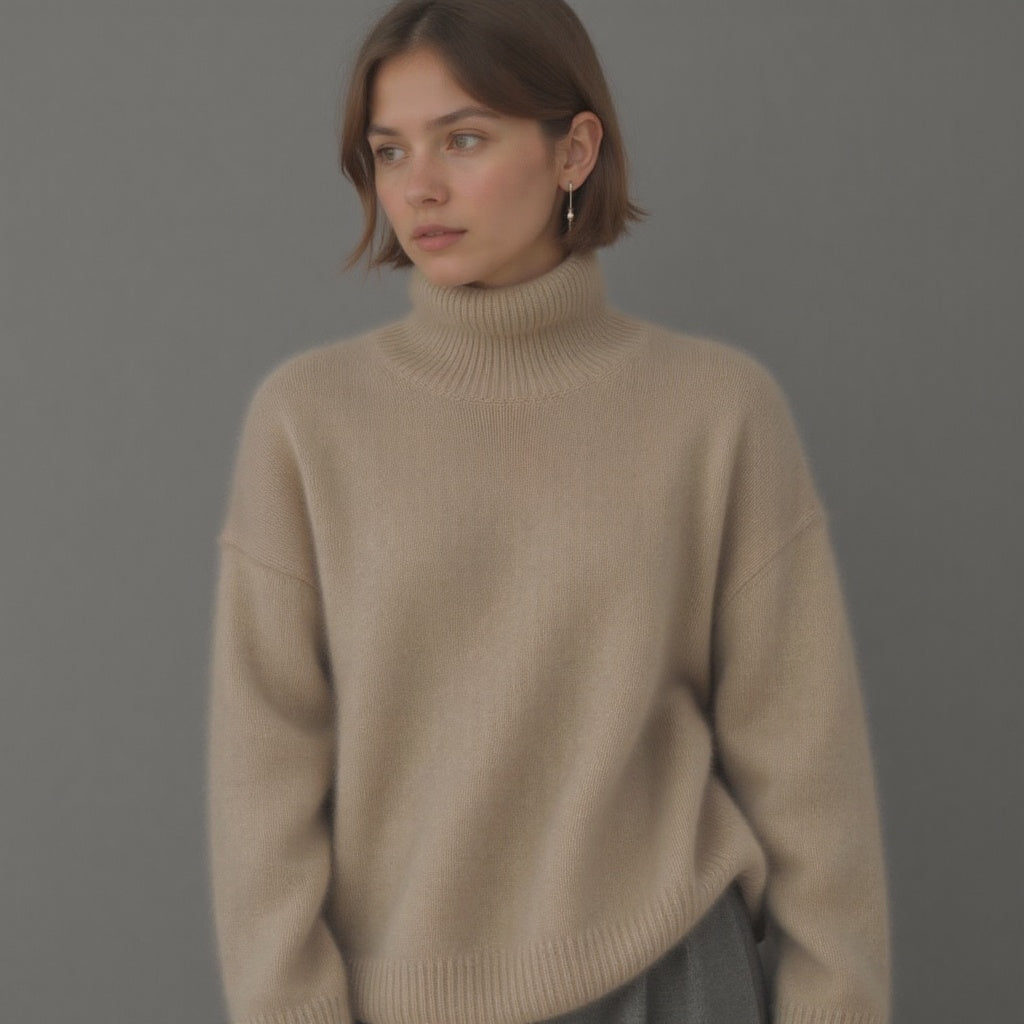 Daniela | Damen Herbst Oversize-Strickpullover mit Rollkragen