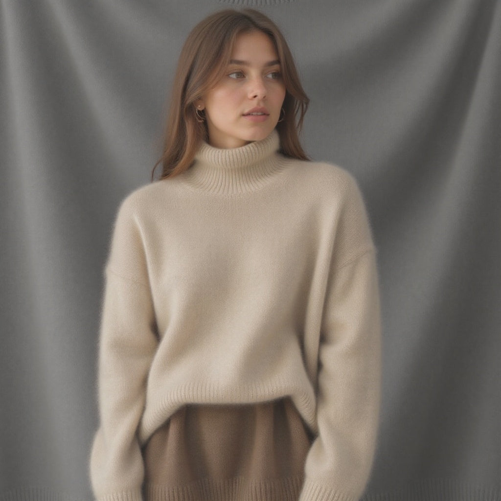 Daniela | Damen Herbst Oversize-Strickpullover mit Rollkragen