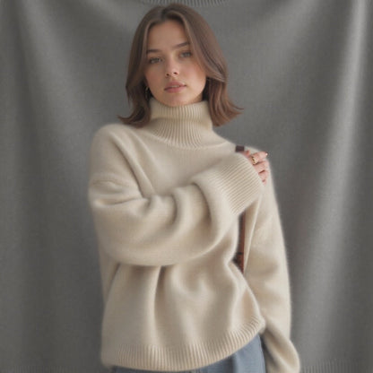 Daniela | Damen Herbst Oversize-Strickpullover mit Rollkragen