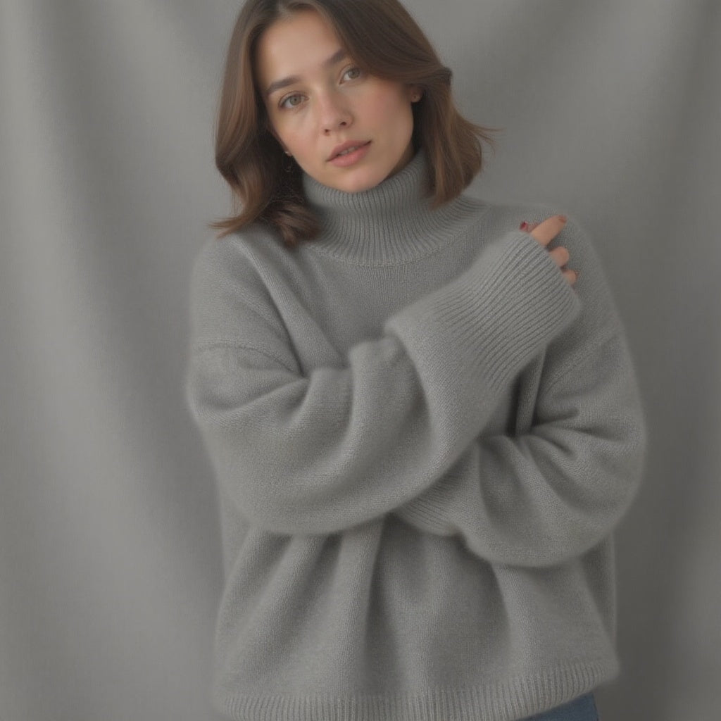 Daniela | Damen Herbst Oversize-Strickpullover mit Rollkragen