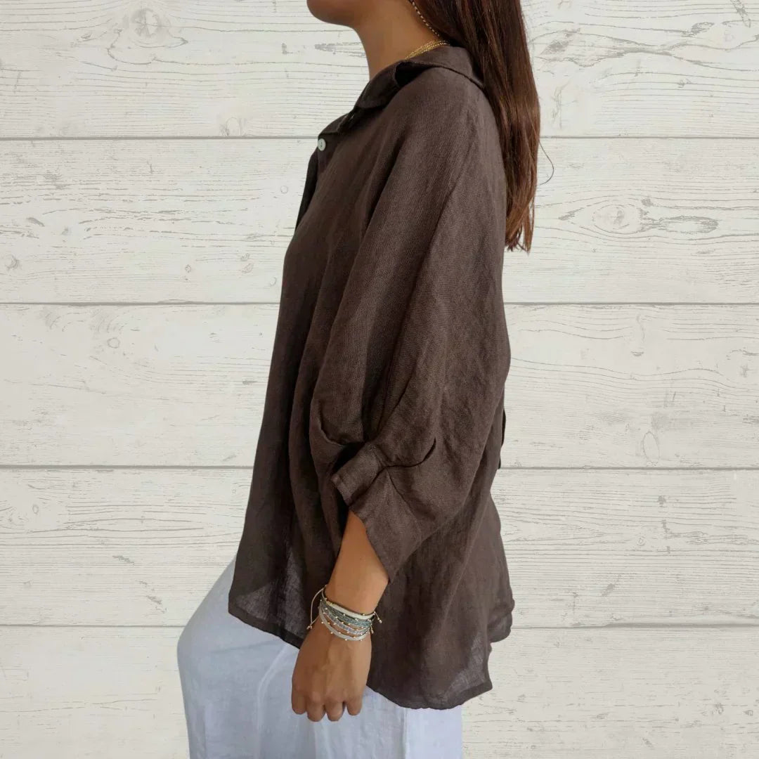 Isabella | Damen Oberteil mit Knopfleiste und Lockerer Passform