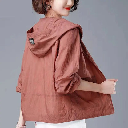 Melanie | Damen Lässige Jacke mit Kapuze und Reißverschluss vorne