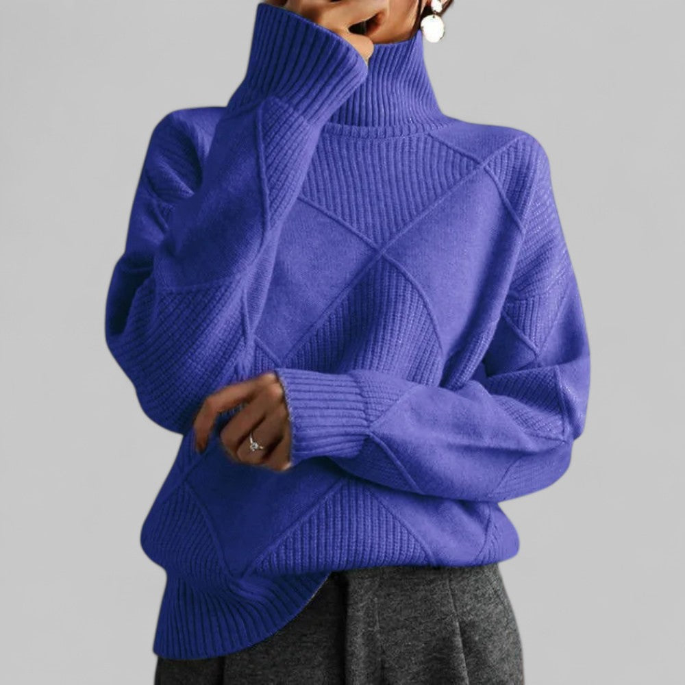Dorothea | Damen Winter-Strickpullover mit Hohem Kragen