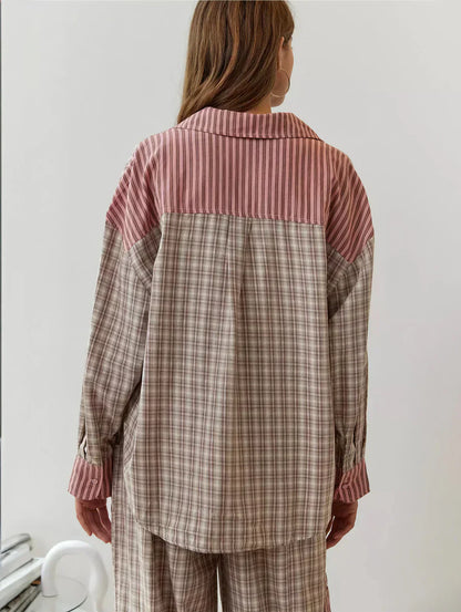 Maria | Damen Kariertes Zweiteiliges Set für den Frühling