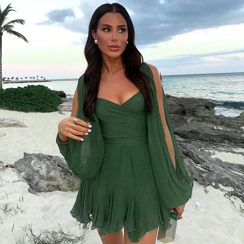 Birgit | Sommerliches Damen-Minikleid mit langen Ärmeln
