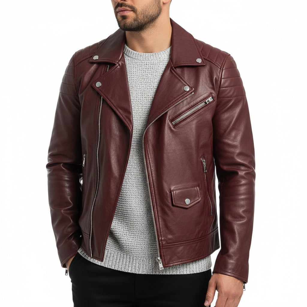 Nicole | Herren Herbst Zip-Up Lederjacke