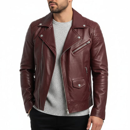 Nicole | Herren Herbst Zip-Up Lederjacke