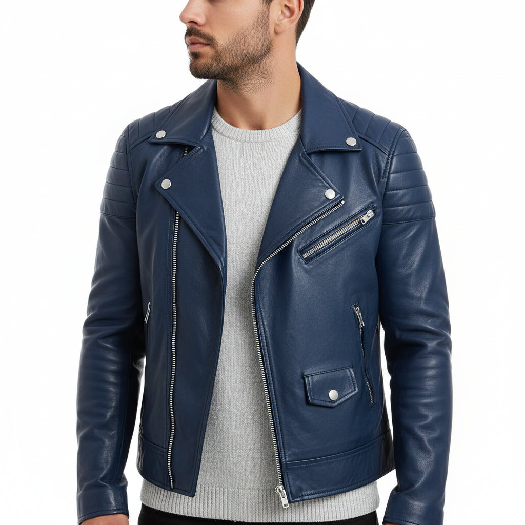 Nicole | Herren Herbst Zip-Up Lederjacke