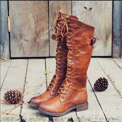 Maria | Damen Reitstiefel mit Hohem Schnürverschluss
