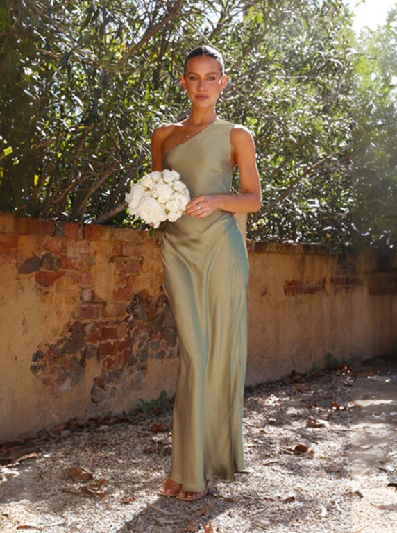 Carmen | Damen Frühlings-Maxikleid mit One-Shoulder-Desig