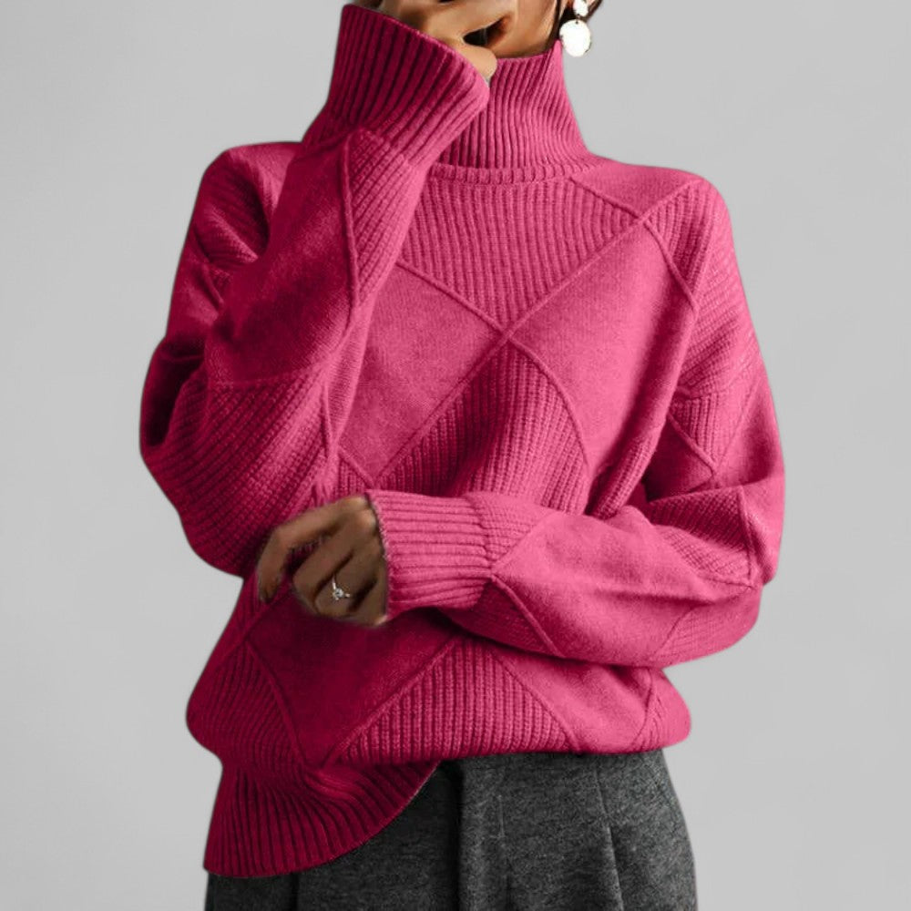 Dorothea | Damen Winter-Strickpullover mit Hohem Kragen