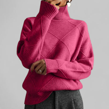 Dorothea | Damen Winter-Strickpullover mit Hohem Kragen
