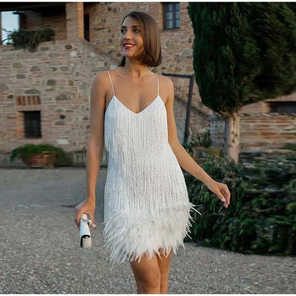Theresa | Damen Sommer Cocktail-Minikleid mit Figurbetonenden Pailletten