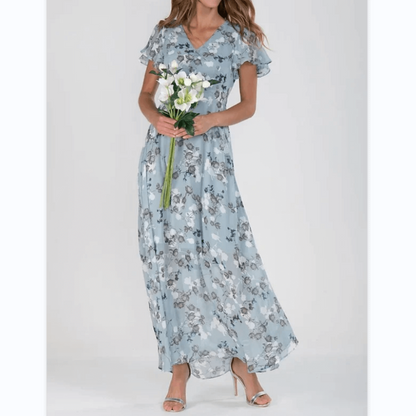 Andrea | Damen V-Ausschnitt Blumenkleid für Hochzeitsgäste