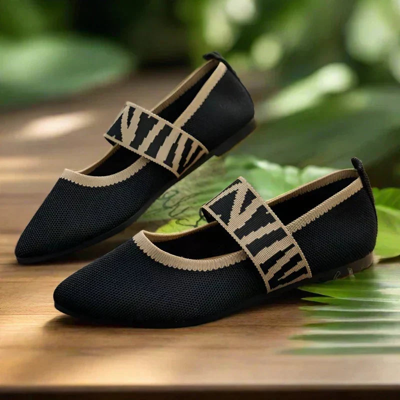 Yvonne | Damen Frühlings Ballerinas mit Riemen im Freizeitstil