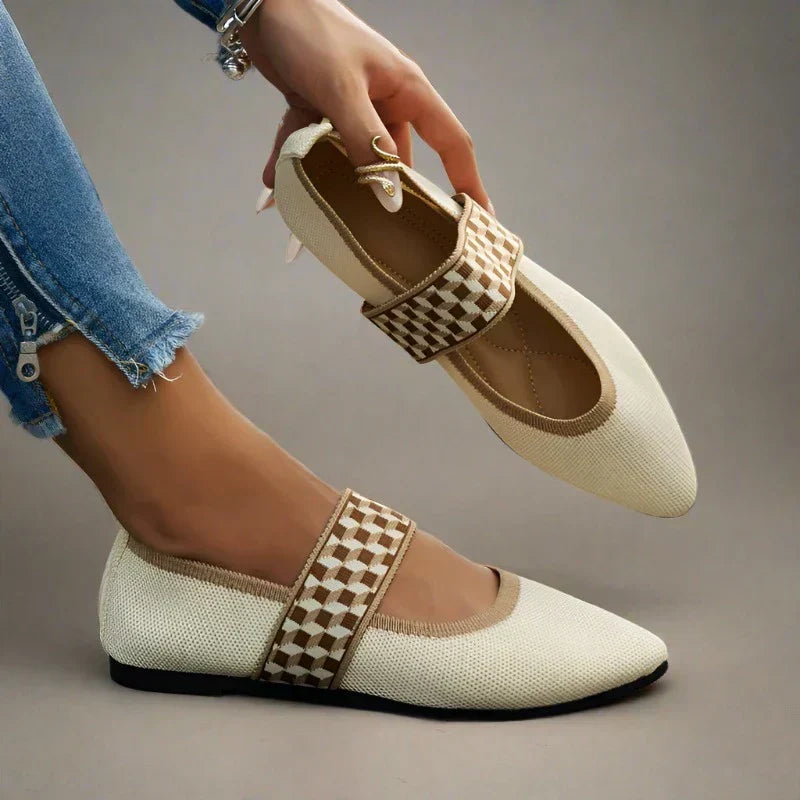 Yvonne | Damen Frühlings Ballerinas mit Riemen im Freizeitstil